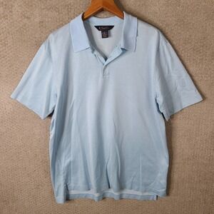 Brooks Brothers Performance Knit Polo Shirt Mens Large Blue Short Sleeve Cotton